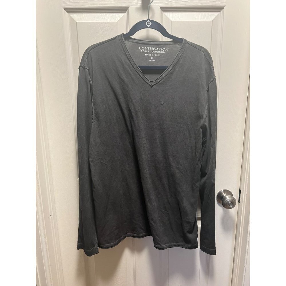 Conservation Robert Comstock‎ Birds of Prey Grey V-Neck Sz XL